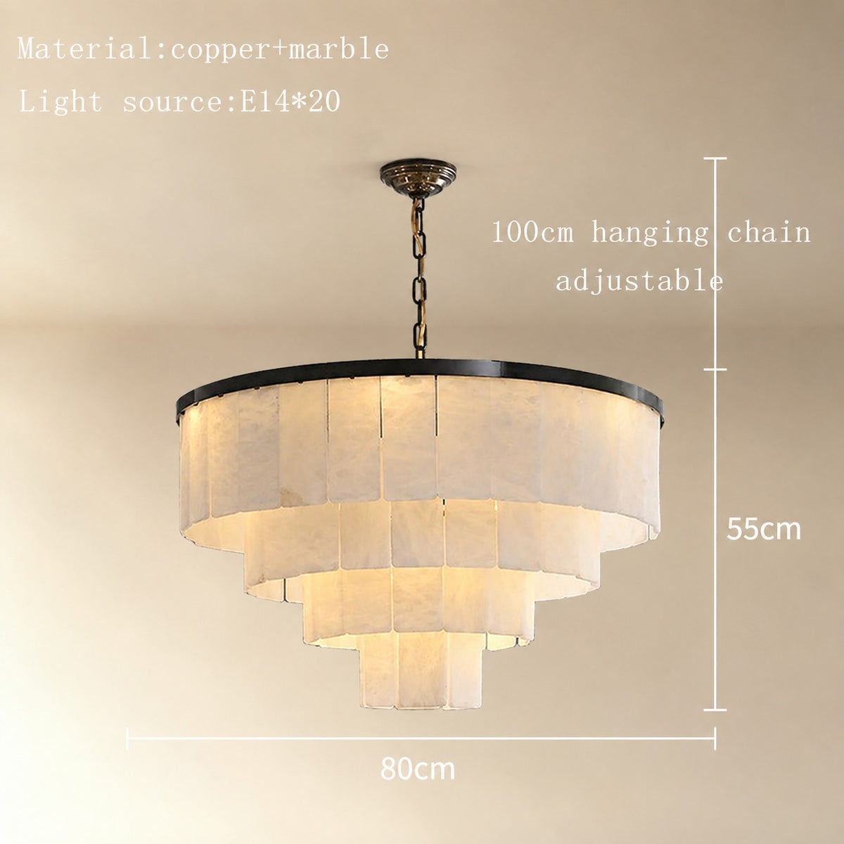 Black Copper Alabaster Chandelier