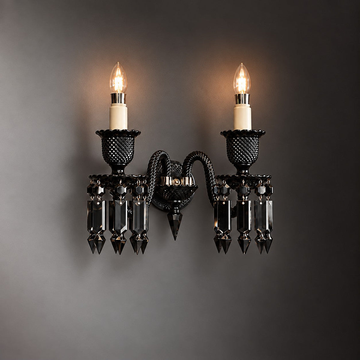 Black Prism Crystal 2-Light Wall Sconce 16.5"