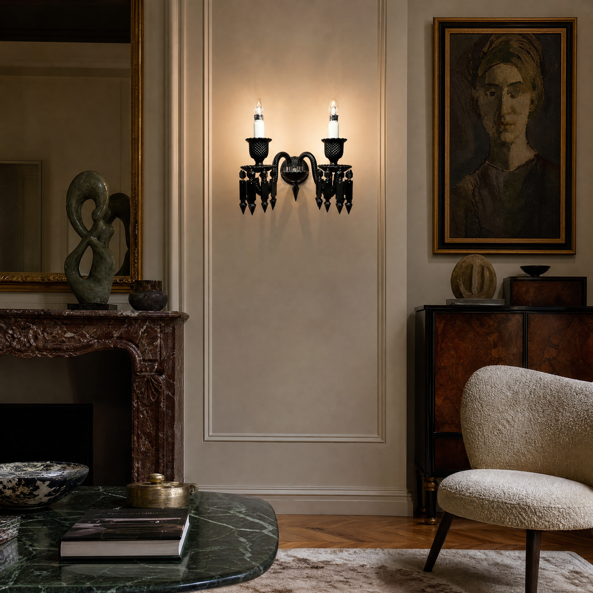 Black Prism Crystal 2-Light Wall Sconce 16.5"
