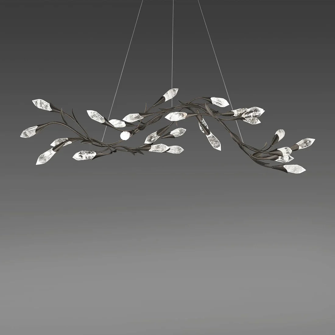 Modern Linear/Round Floral Branches Crystal Chandelier