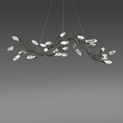Modern Linear/Round Floral Branches Crystal Chandelier