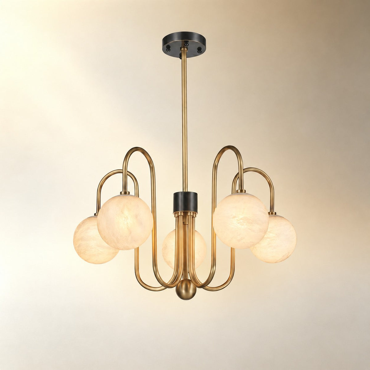 Brass Arc Alabaster Pendant Light