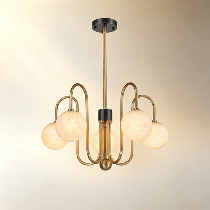 Brass Arc Alabaster Pendant Light
