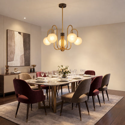 Brass Arc Alabaster Pendant Light