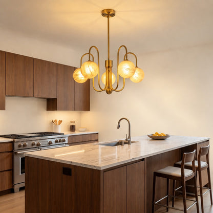 Brass Arc Alabaster Pendant Light