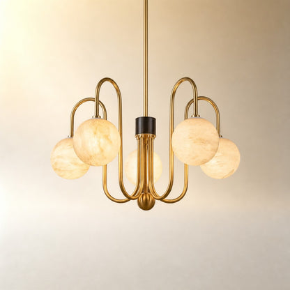 Brass Arc Alabaster Pendant Light