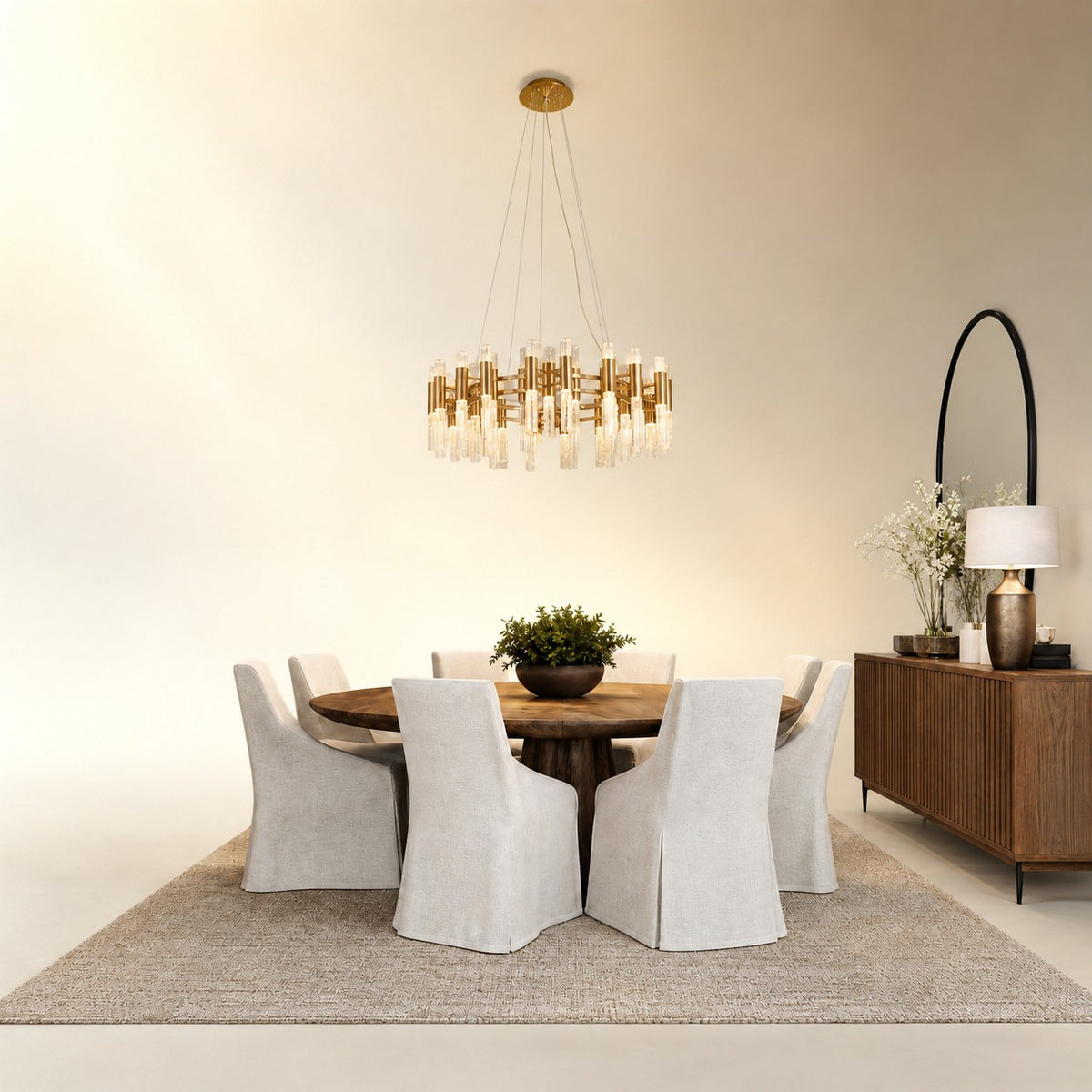 Brass Halo Chandelier