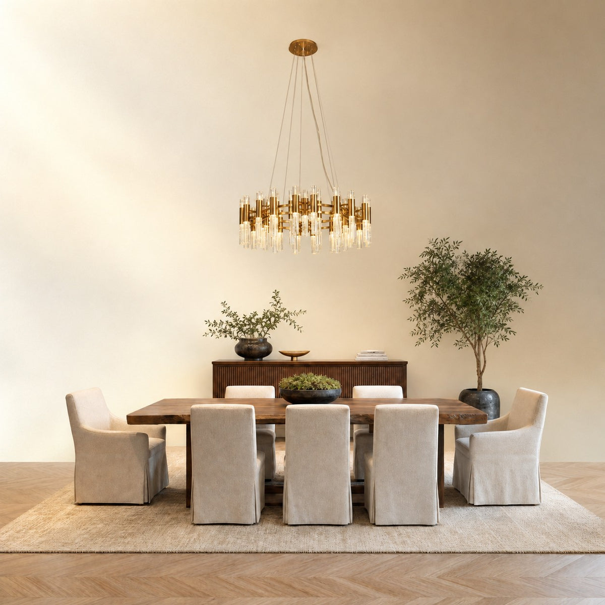 Brass Halo Chandelier