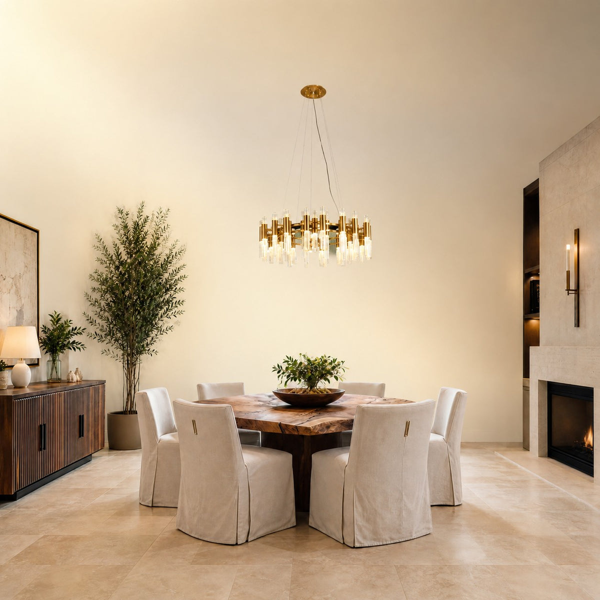 Brass Halo Chandelier