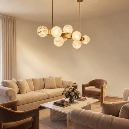 Brass Multi-orb Alabaster Pendant Light
