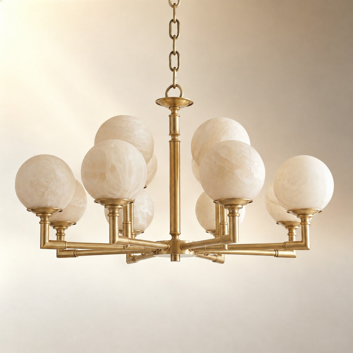 Brass Orb Classic Alabaster Pendant Light