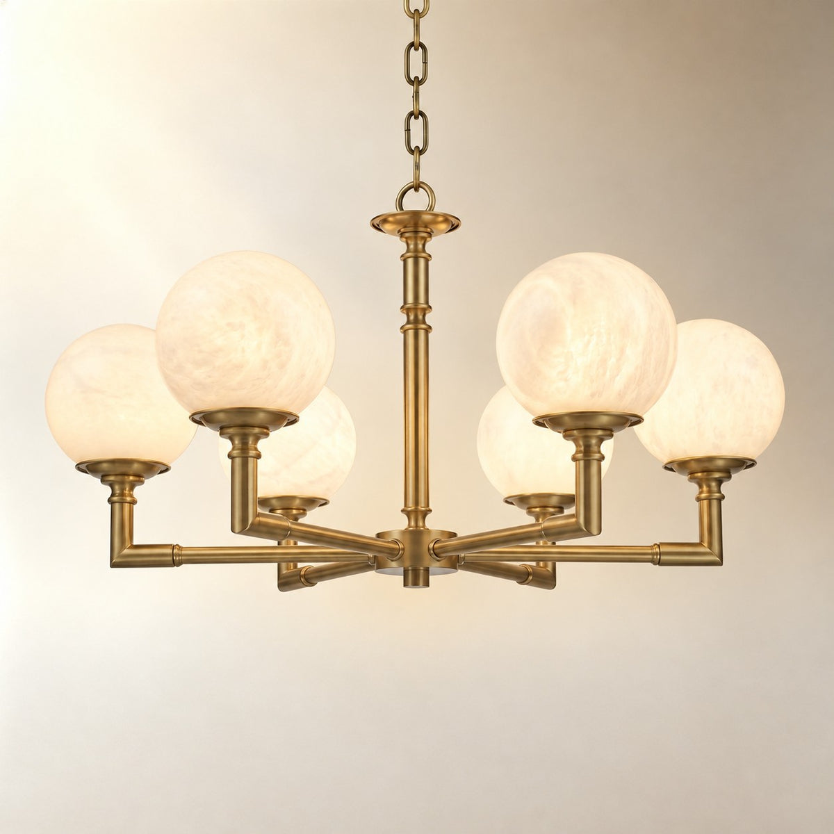 Brass Orb Classic Alabaster Pendant Light