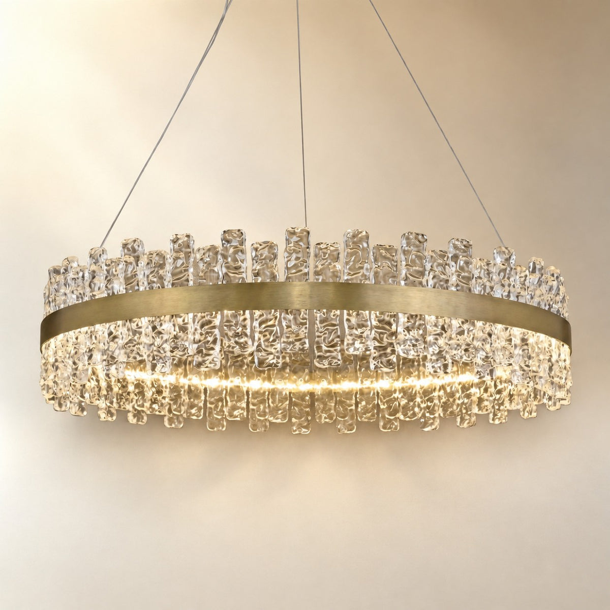 Brushed Gold Glass Fringe Modern Chandelier