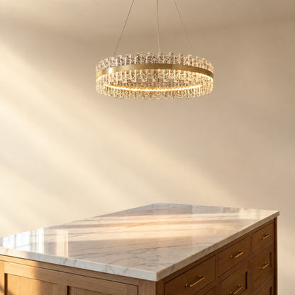 Brushed Gold Glass Fringe Modern Chandelier