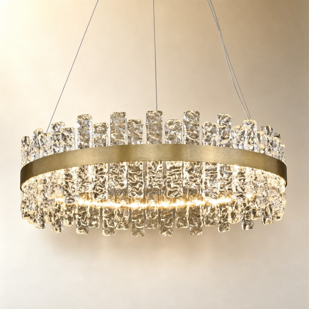 Brushed Gold Glass Fringe Modern Chandelier