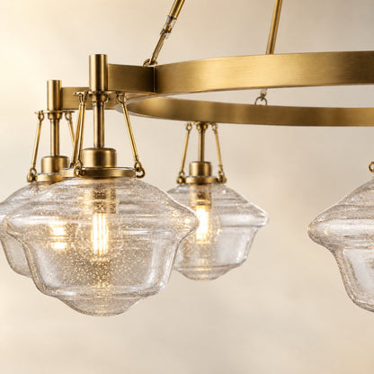 Bubble Glass 8-Light Round Pendant D1000