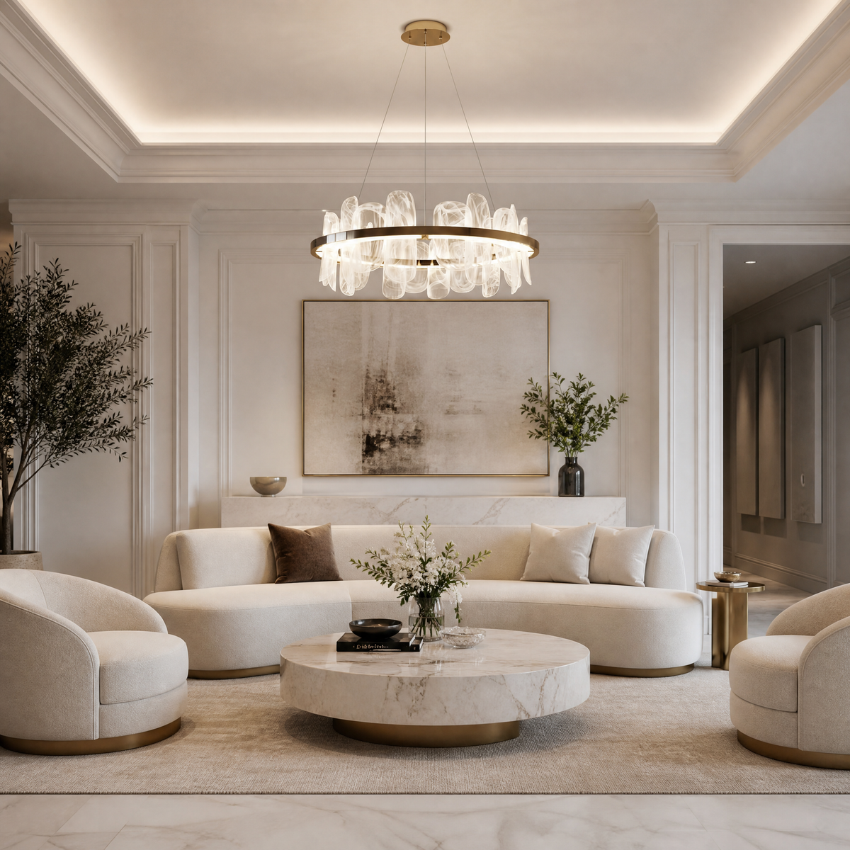 Quenia Handblown Glass Petal Chandelier