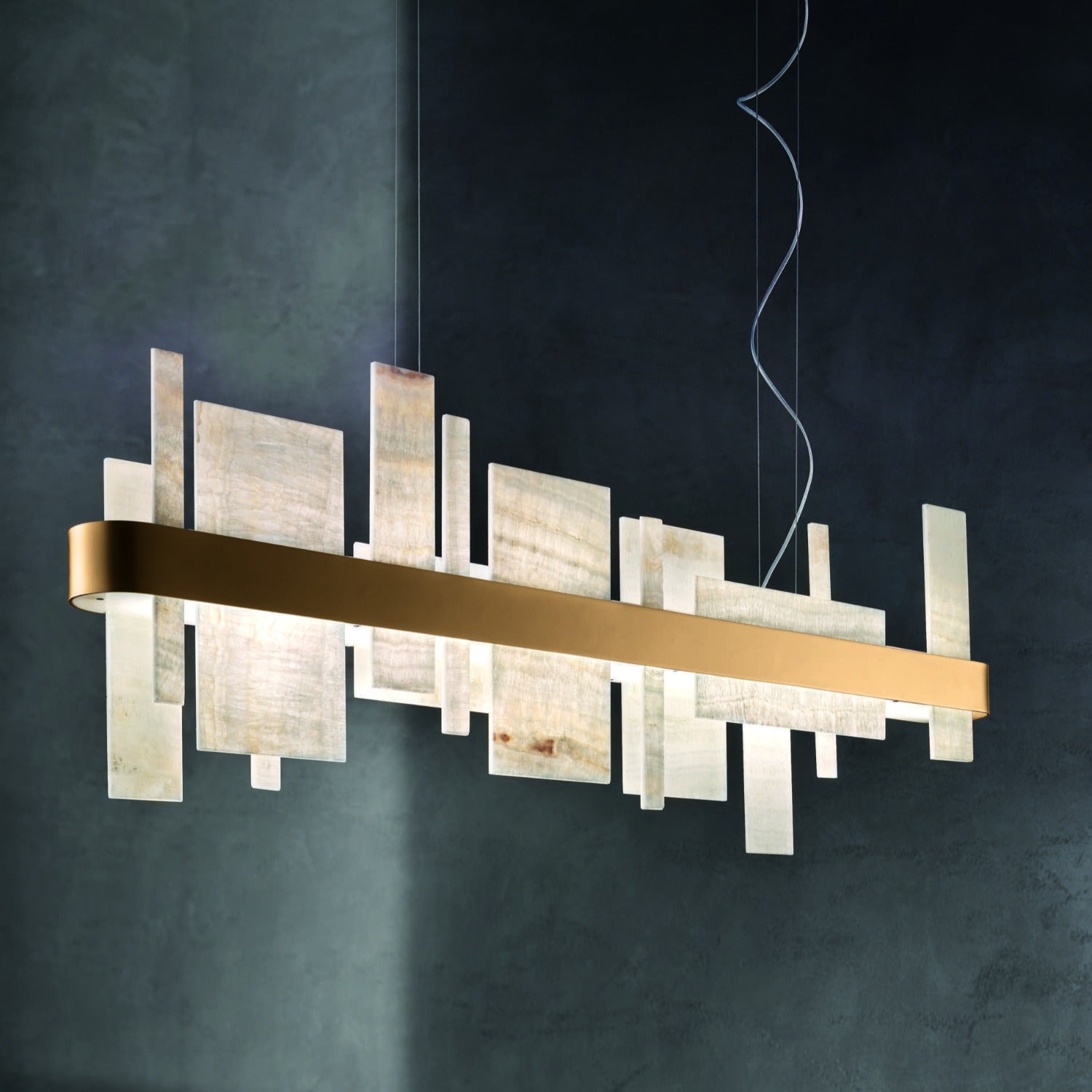 Nora Onyx Straight Modern Brass Chandelier