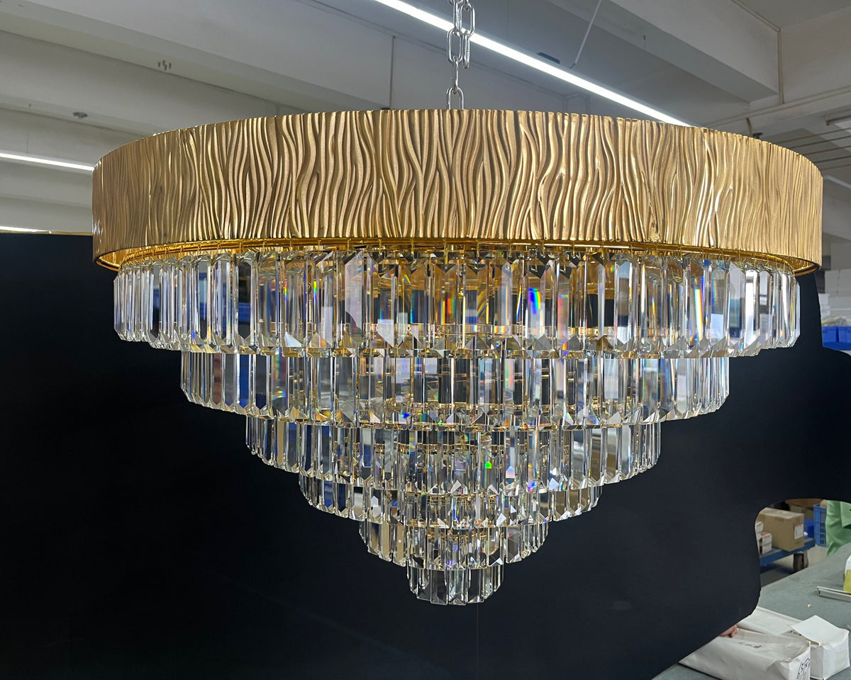 Modern Gold Round/Oval Light Luxury Ceiling Crystal Chandelier Set for Living Room/Dining Room