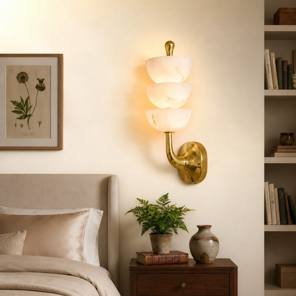 Calista Spanish Alabaster Mid Century Wall Sconce
