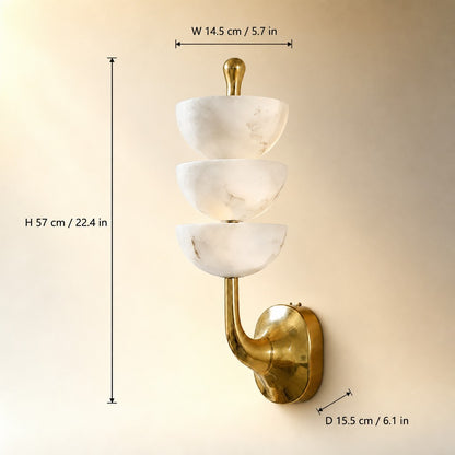 Calista Spanish Alabaster Mid Century Wall Sconce