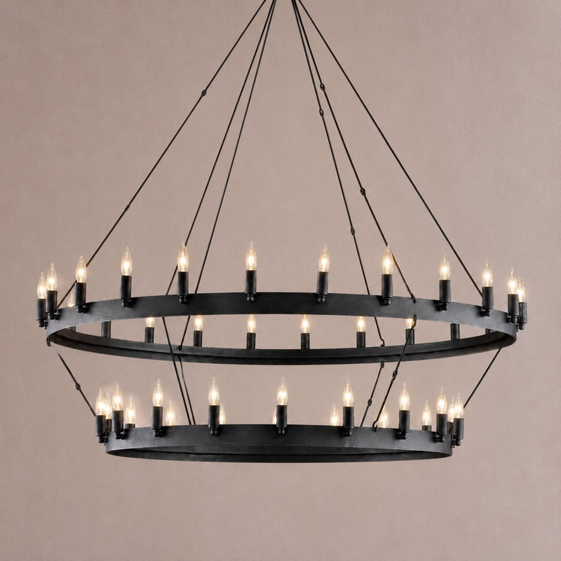 Camilo Vintage Candelabra 2-Tier Round Chandelier