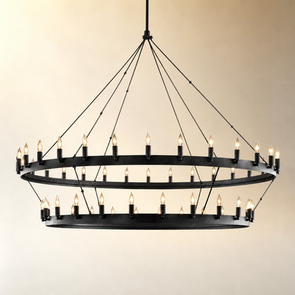 Camilo Vintage Candelabra 2-Tier Round Chandelier