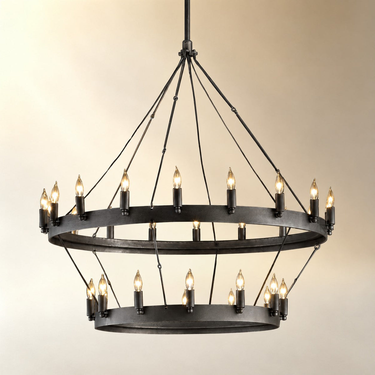 Camilo Vintage Candelabra 2-Tier Round Chandelier