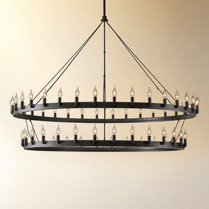 Camilo Vintage Candelabra 2-Tier Round Chandelier