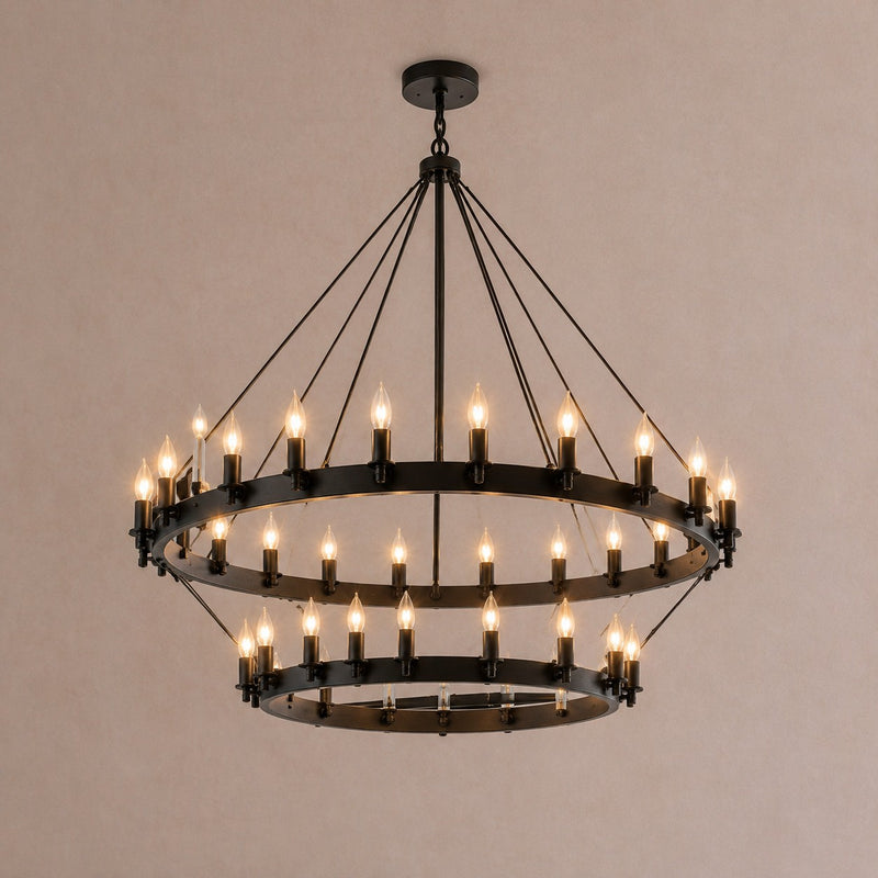 Camilo Vintage Candelabra 2-Tier Round Chandelier