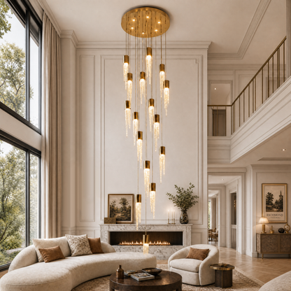 Cascading Glass Chandelier 24"
