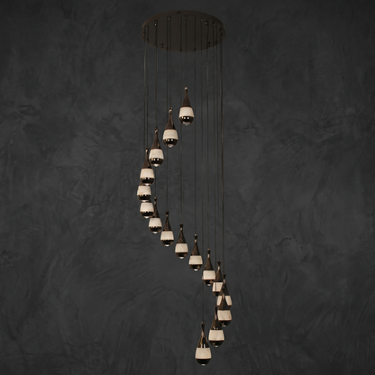 Caeen Spiral Alabaster Pendant Chandelier