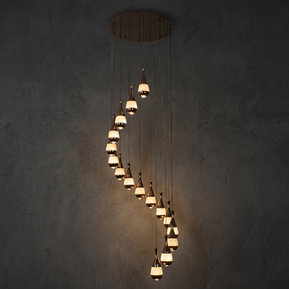 Caeen Spiral Alabaster Pendant Chandelier
