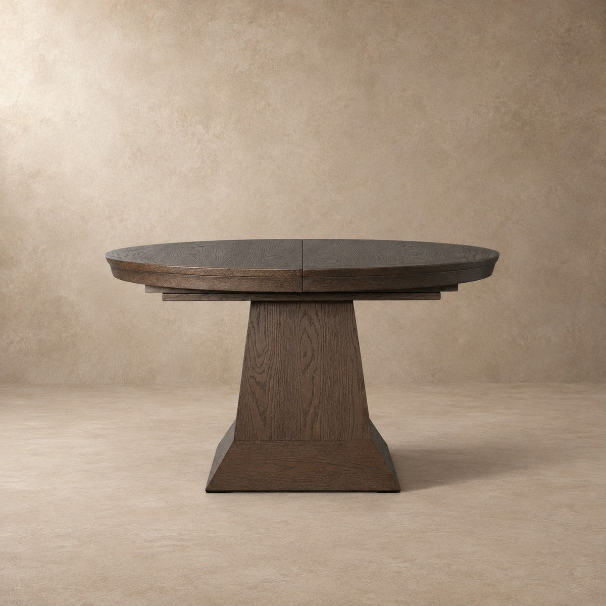 Round Oak Extension Dining Table with Leaves