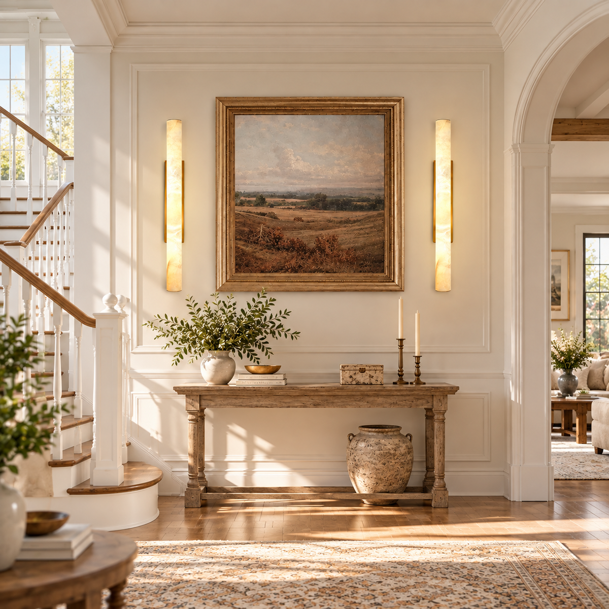 Solid Alabaster Grand Sconce