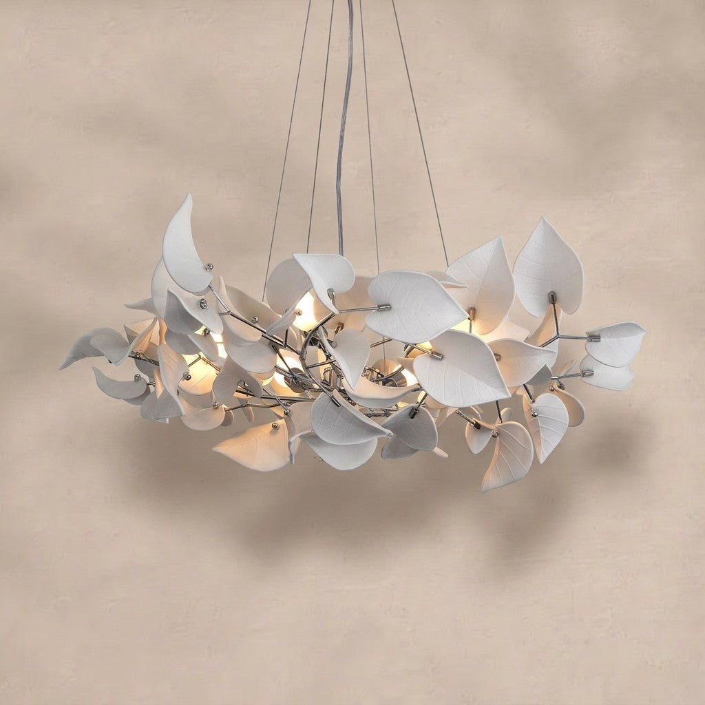 Ceramic Ginkgo Leaf Chandelier