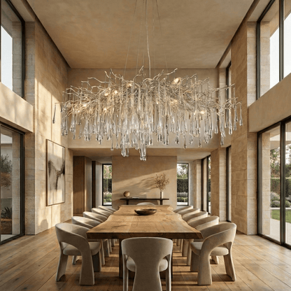 Lukas Oval Branching Brass Linear Teardrop Chandelier