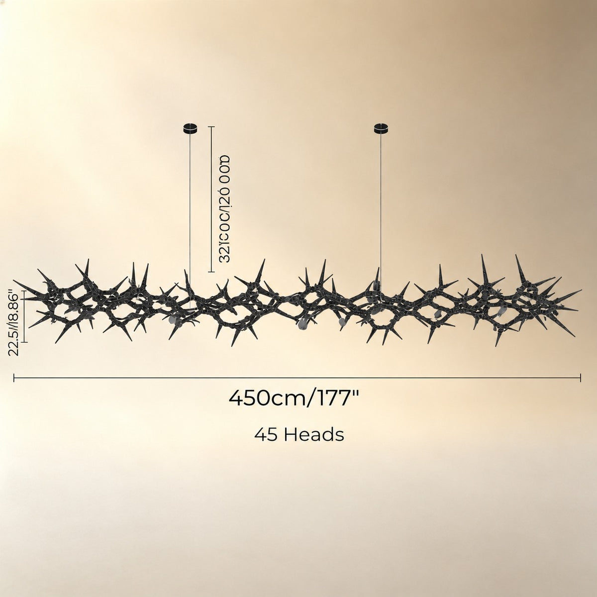 Chandelier Adjustable Light Iron Dimmable 10-45 Bulbs Warm
