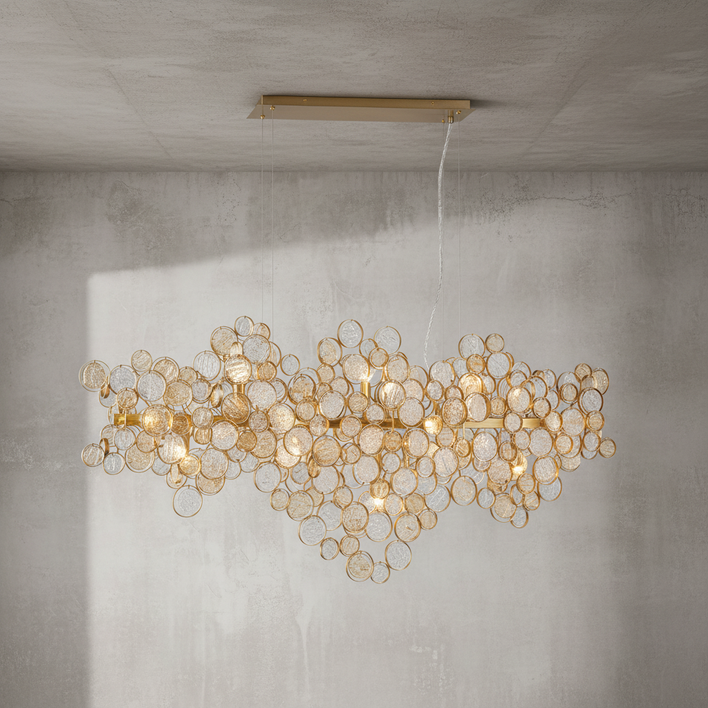 Clustered Glass Linear Chandelier
