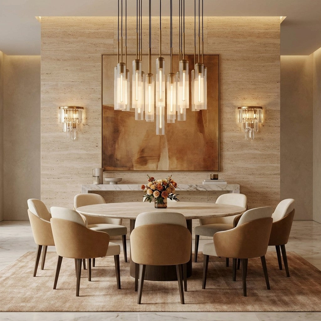 Colleena Fluted Glass Round Chandelier