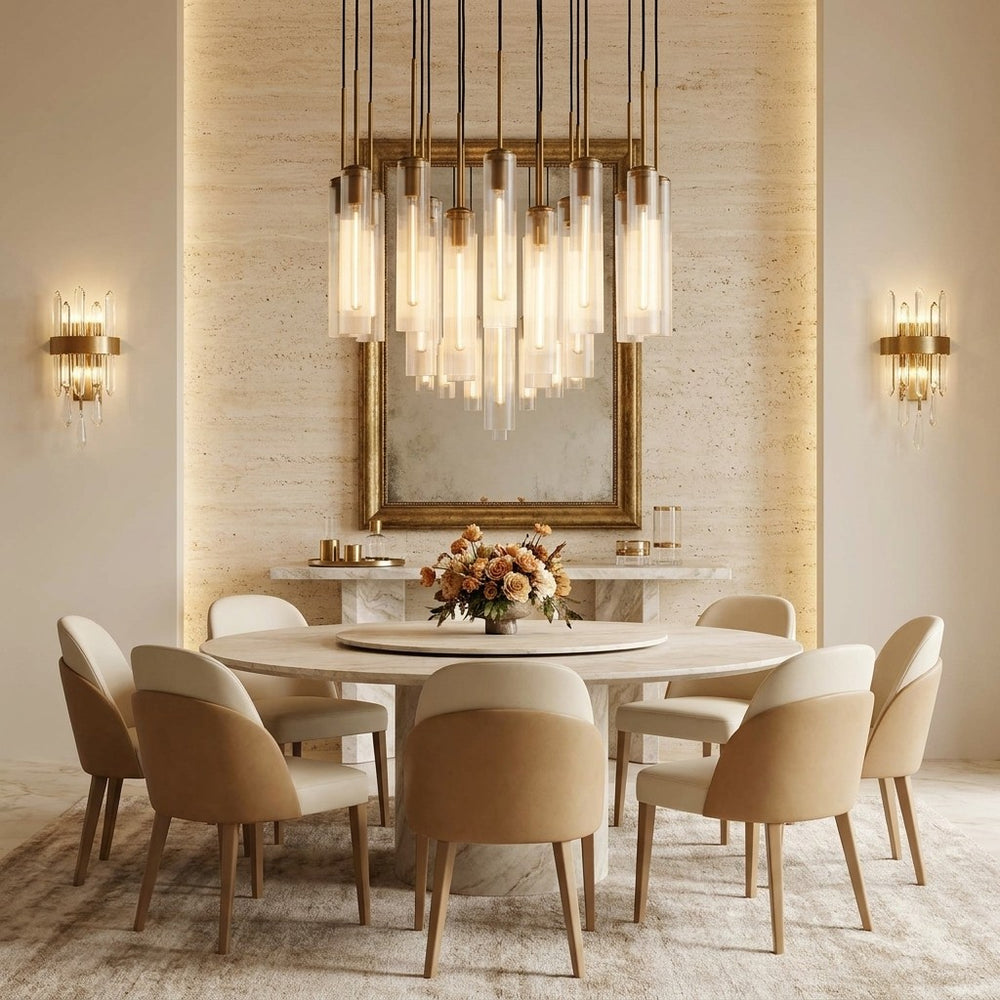 Colleena Fluted Glass Round Chandelier