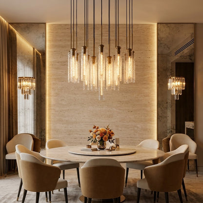 Colleena Hammered Glass Round Chandelier