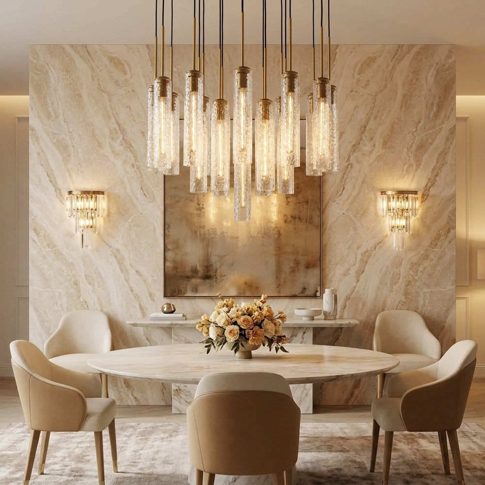 Colleena Hammered Glass Round Chandelier