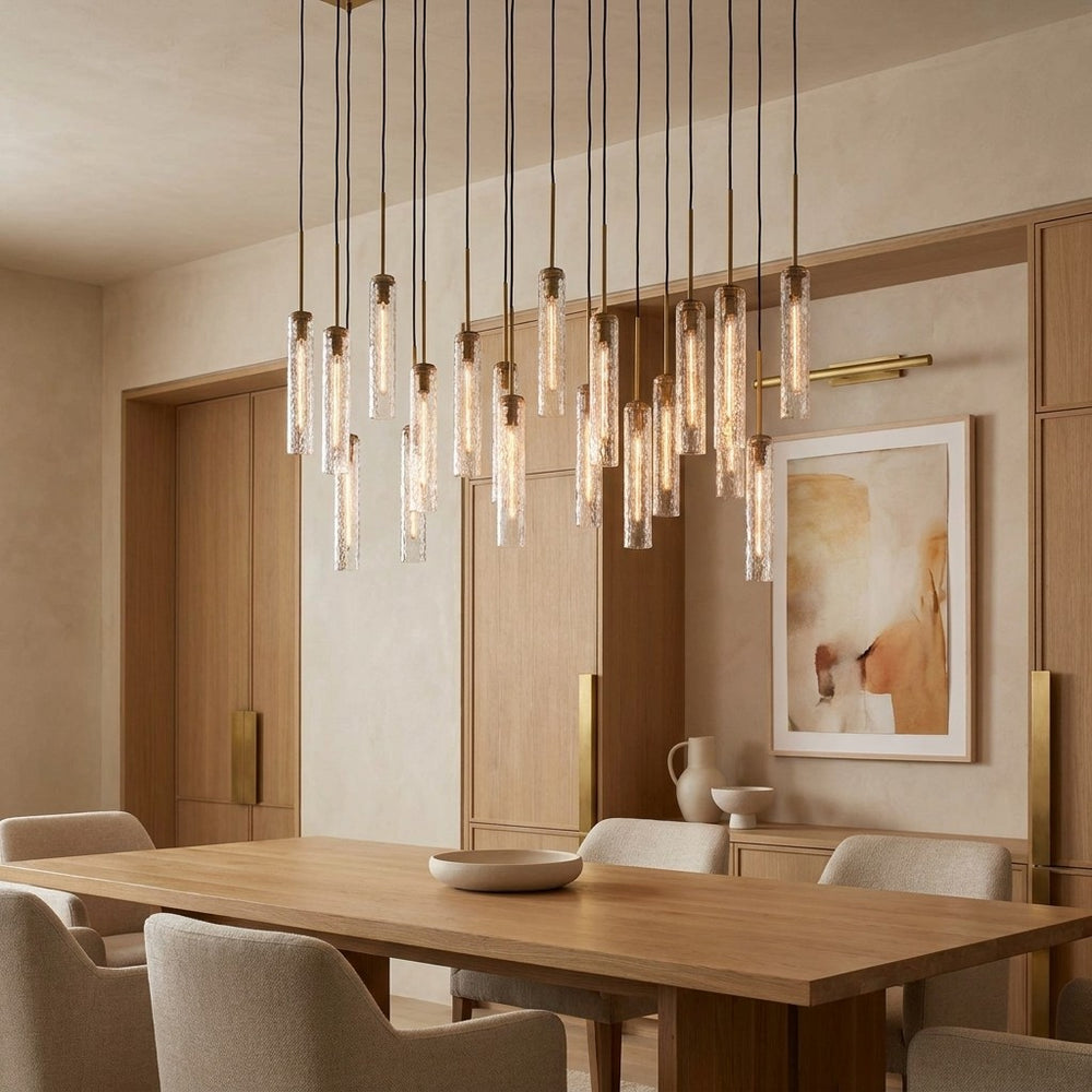 Colleena Linear Hammered Glass Chandelier