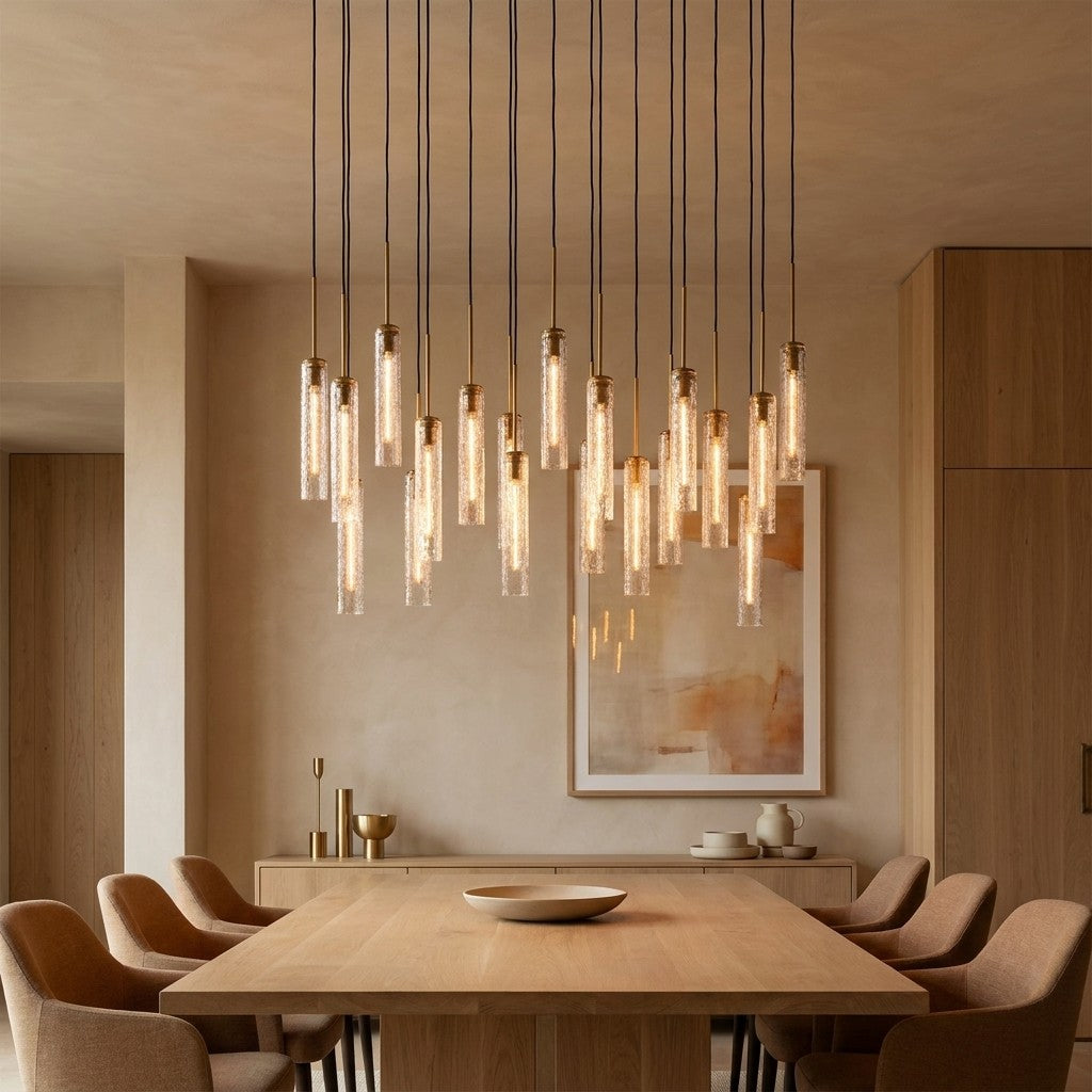 Colleena Linear Hammered Glass Chandelier