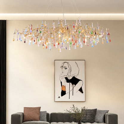 Colorful Raindrop Brass Branch Chandelier