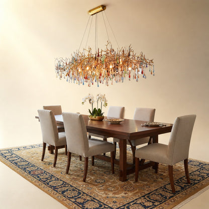 Colorful Raindrop Brass Branch Chandelier