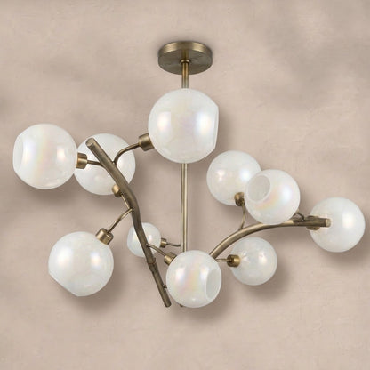 Contemporary Hand-blown Glass Globes Branch Chandelier for Dining Room Living Room and Kitchen Island