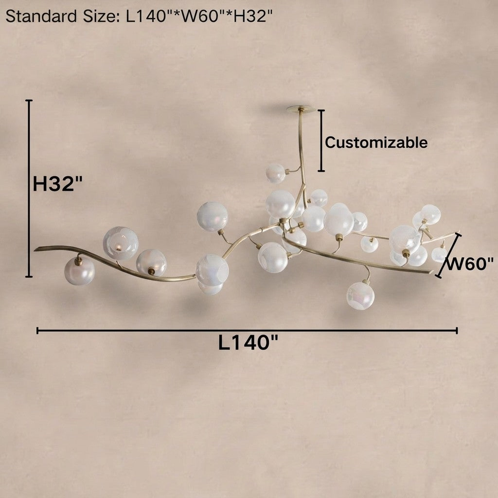 Contemporary Hand-blown Glass Globes Branch Chandelier for Dining Room Living Room and Kitchen Island
