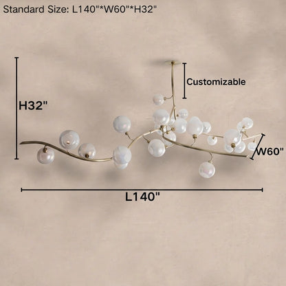 Contemporary Hand-blown Glass Globes Branch Chandelier for Dining Room Living Room and Kitchen Island